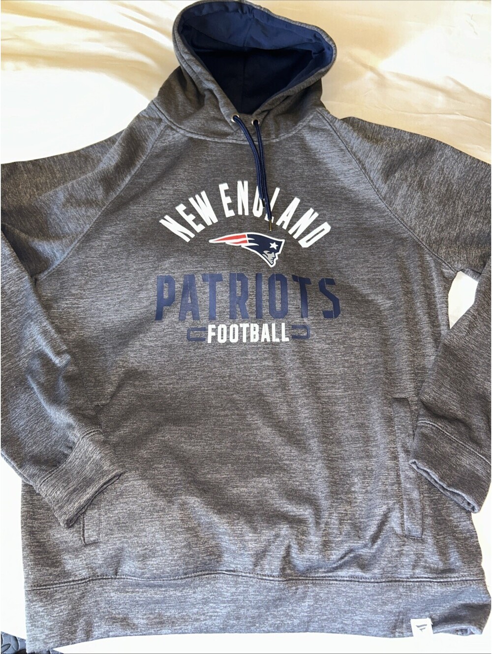 Men’s New England Patriots Fanatics Pro Line Hoodie L Gray NFL Football Logo